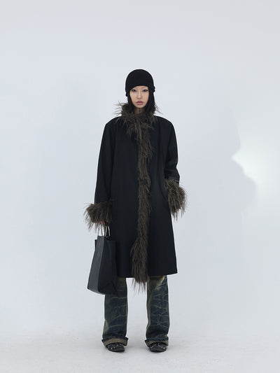 Chaqueta de Algodón Negro con Cuello de Peluche para Mujer - Image 7