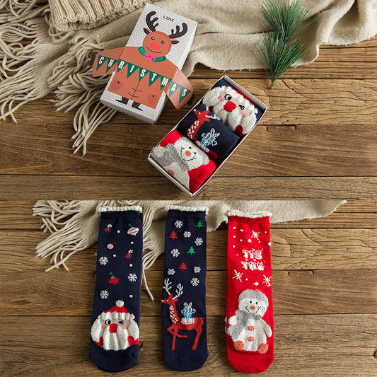 Calcetines Navideños de Coral Gruesos y Cálidos para Casa