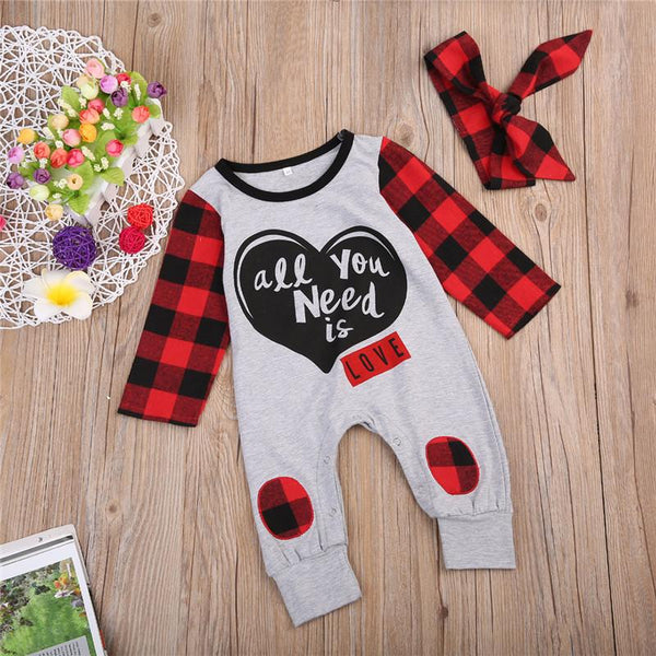 Conjunto Bebé Love is All You Need - Romper + Diadema 2 Piezas