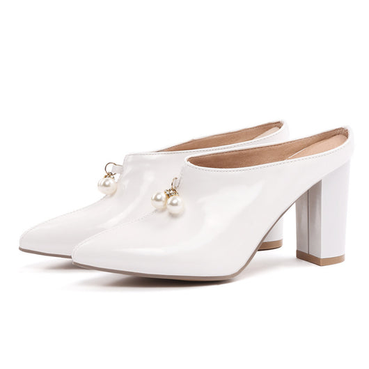 Sandalias Slip-on con Punta Perla y Tacón Cuadrado para Mujer - Image 7