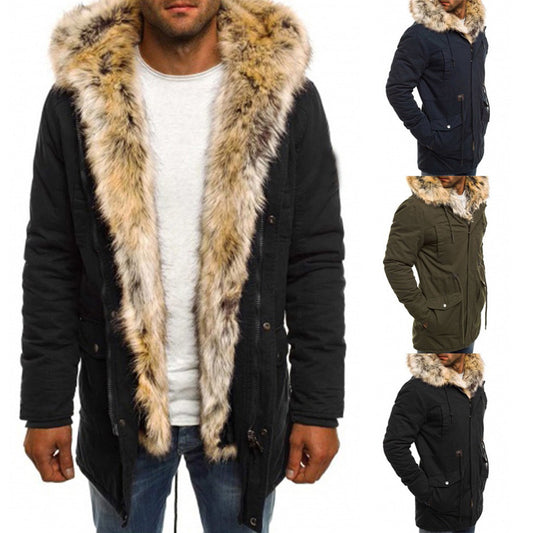 Chaqueta Acolchada de Algodón con Cuello de Lana para Hombre