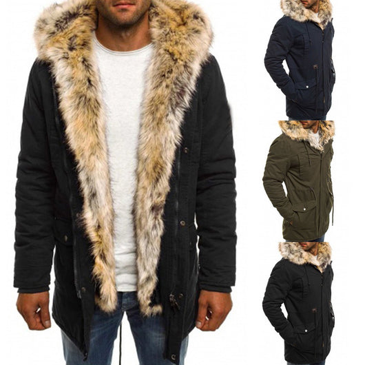 Chaqueta Acolchada de Algodón con Cuello de Lana para Hombre