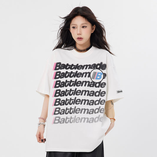 Camiseta Unisex con Estampado de Letras - Manga Corta