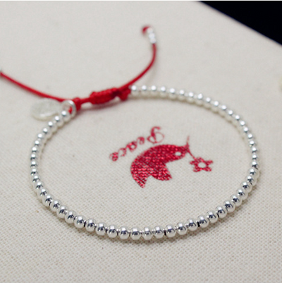 Pulsera de Plata Esterlina 925 con Cordón Rojo
