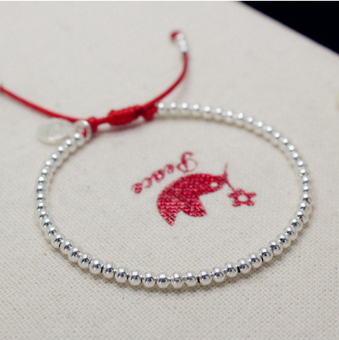 Pulsera de Plata Esterlina 925 con Cordón Rojo
