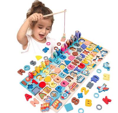 Juguetes Montessori de Madera: Tablero Educativo y Pesca Magnética para Bebés 1-3 Años - Image 3