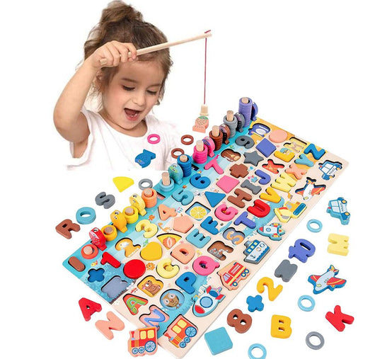 Juguetes Montessori de Madera: Tablero Educativo y Pesca Magnética para Bebés 1-3 Años - Image 3