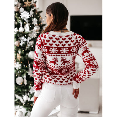 Suéter Navideño Tejido para Mujer con Estampado de Reno y Copo de Nieve - Image 4