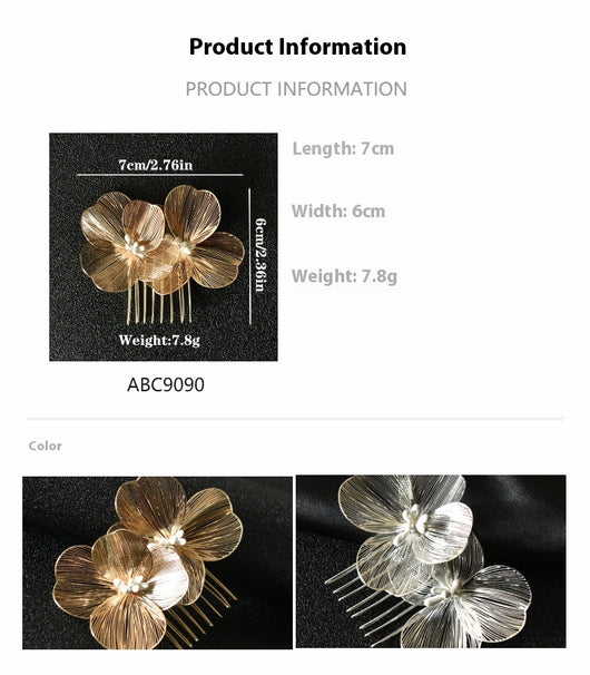 Peineta Nupcial de Flores Doradas - Accesorio de Ensueño para Novia - Image 12
