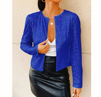 Chaqueta Casual Corta con Lentejuelas y Bloques de Color - Image 7