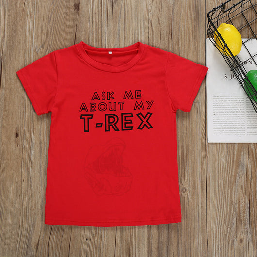 Playera de Algodón Infantil con Dinosaurio Cartoon Divertido y Máscara