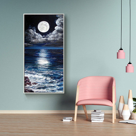 Cuadro de Diamantes Tema Luna 5D - Mosaico Marino con Cuentas Cuadradas o Redondas