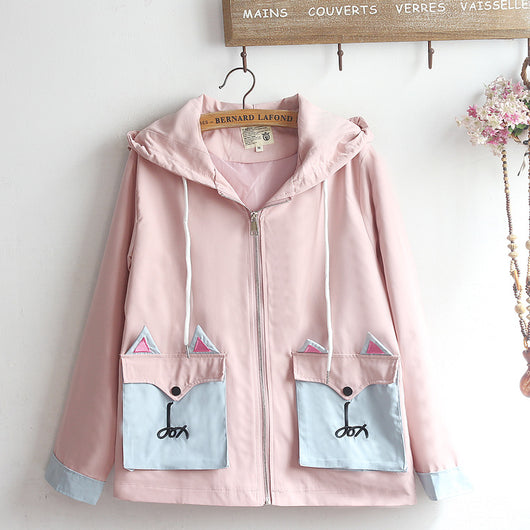 Cardigan Soft Girl Unisex con Capucha de Orejas