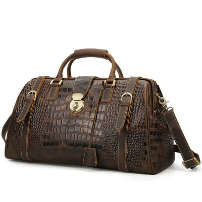 Bolsa de Viaje de Cuero con Patrón Europeo para Hombre