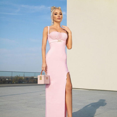Vestido Slip Metalizado con Abertura Alta para Salir de Noche - Image 24