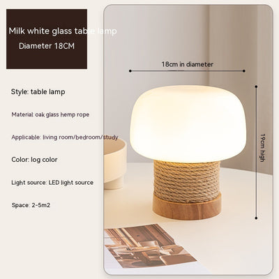 Lámpara de Mesa Setas Crema Estilo Nórdico Escandinavo en Madera - Image 3