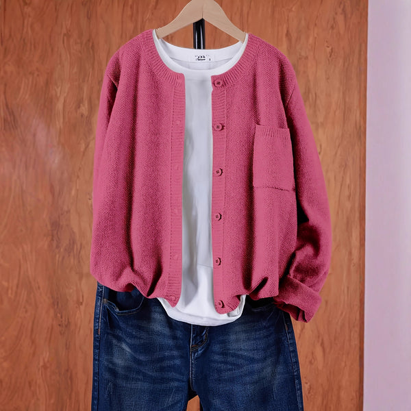 Cardigan Tejido de Abrigo en Colores Puros para Mujer