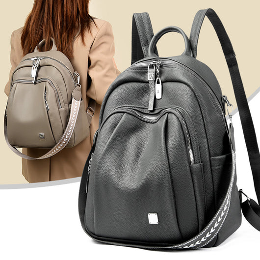 Mochila de Cuero Suave de Gran Capacidad para Estudiantes - Bolsa de Viaje Moderna