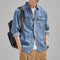 Oversized Japanese Style Denim Shirt Long Sleeve