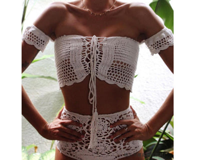 Traje de Baño Tejido Calado para Mujer