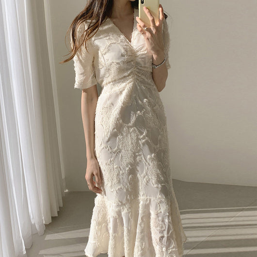 Vestido Elegante Escote V Estilo Francés con Cintura Definida - Image 7