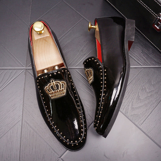 Zapatos de Cuero Slip-On Retro con Punta Elevada para Hombre