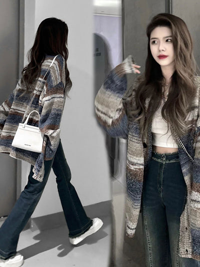 Cardigan Rayado Bicolor con Diseño Moderno para Otoño e Invierno - Image 8