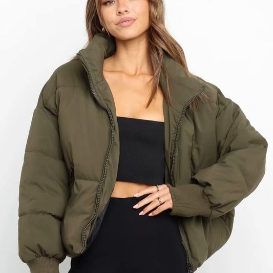 Chaqueta Acolchada Urban Leisure con Cuello Parado para Mujer