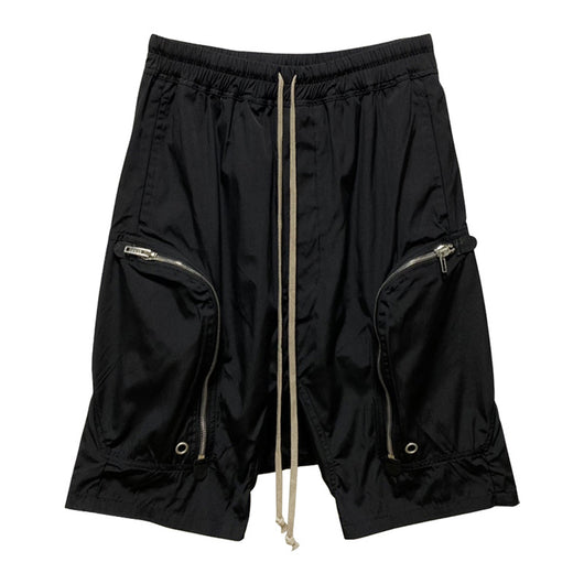 Shorts Harem Motociclista Negro con Bolsillos de Cierre para Hombre - Image 4