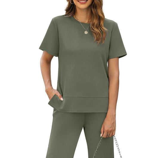 Blusa Suelta de Cuello Redondo Manga Corta para Mujer - Image 8