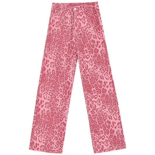 Pantalones Jeans Mujer Estampado Leopardo Corte Recto Holgado - Image 7