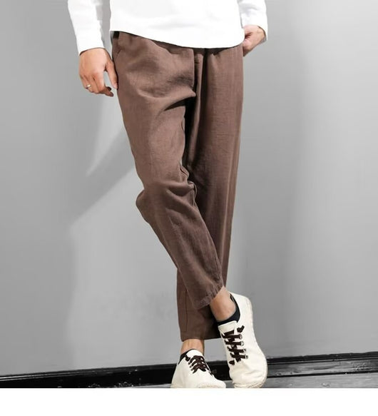 Pantalones Casuales de Lino y Algodón para Hombre - Ajuste Versátil - Image 17