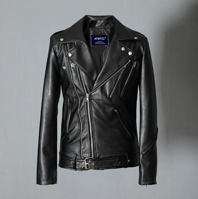 Chaqueta de Cuero Lavado con Cierres Múltiples - Image 7