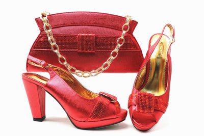 Tacones Altos Estilo Leisure con Bolso de Mano Coordinado