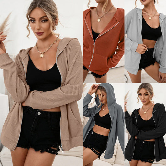 Sudadera con Capucha y Cierre de Cremallera - Cardigan Casual Versátil