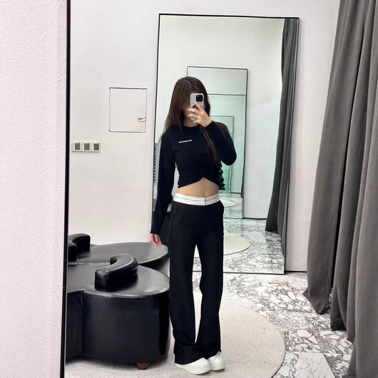 Pantalón Negro Casual Recto con Corte Relajado y Caída Elegante - Image 2