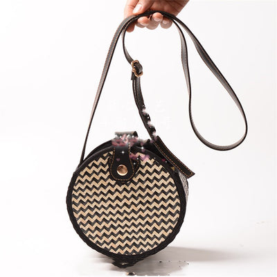 Bolsa Tejida de Bambú para Playa - Bandolera Redonda Compacta - Image 9