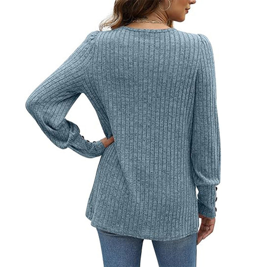 Blusa Suave de Manga Larga con Textura Burbuja - Cuello Redondo para Mujer - Image 11