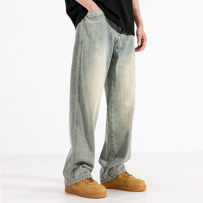 Jeans Rectos Teñidos Amarillo Barro para Hombre - Image 3