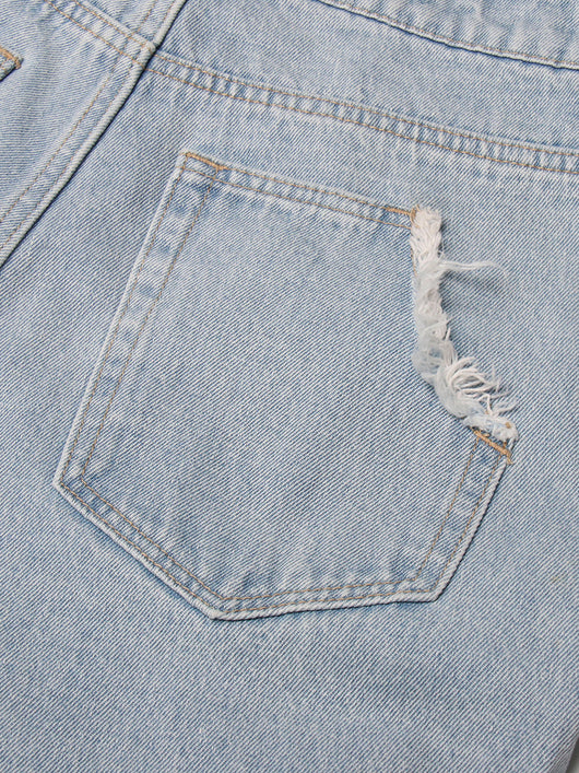 Jeans Vintage Azul Claro Talle Alto con Detalles de Trabajo para Mujer - Image 3