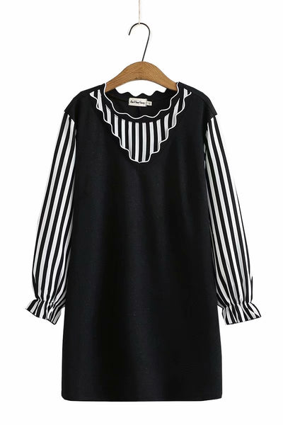 Vestido Largo Bicolor Manga Larga Primavera Talla Grande - Image 7
