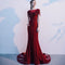 Vestido de Noche Sirena en Rojo Vino para Novia