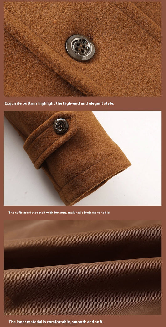 Abrigo de Lana para Hombre Cuello Doble con Cierre Vertical - Image 17
