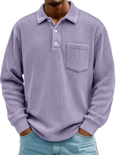 Polo Manga Larga de Pana a Rayas para Hombre - Image 13