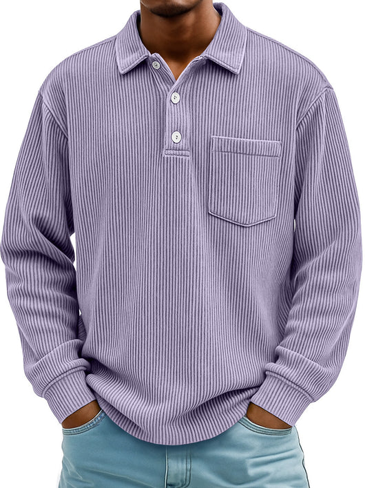 Polo Manga Larga de Pana a Rayas para Hombre - Image 13
