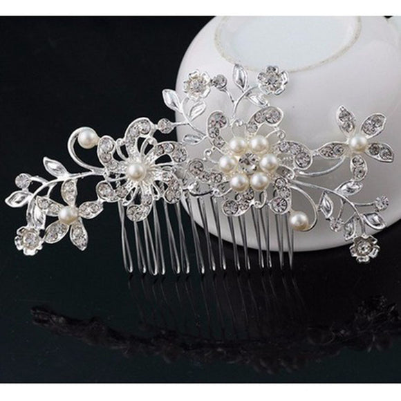 Peineta Nupcial de Perlas Europeas y Strass - Accesorios para Novia