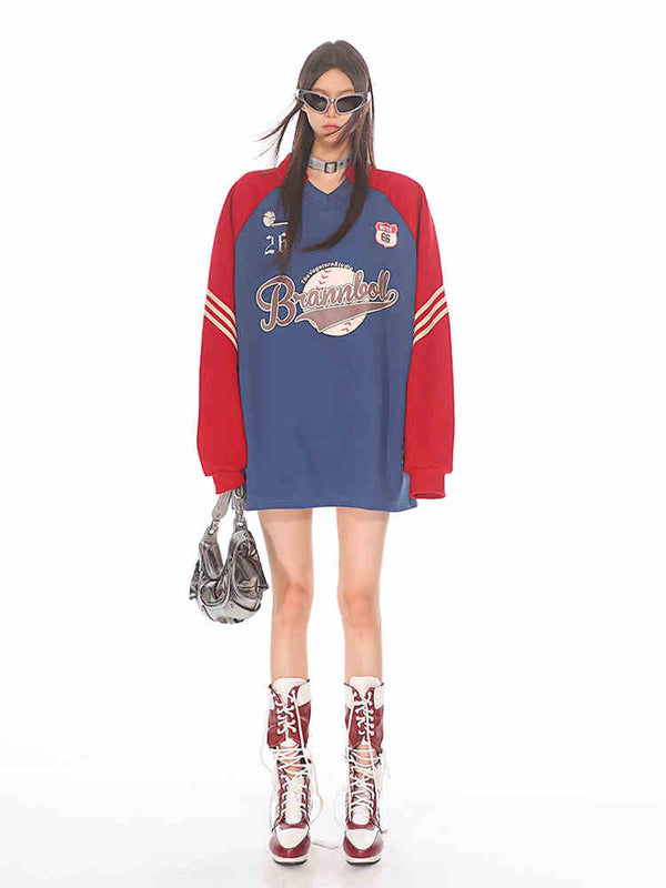 Sudadera Universitaria Vintage Estilo Deportes Americanos Cuello V Mujer