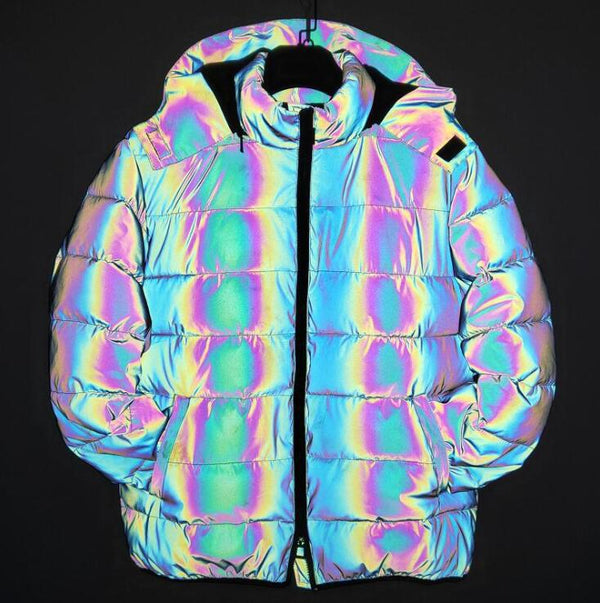 Chaqueta Invernal con Efecto Arcoíris Reflectante
