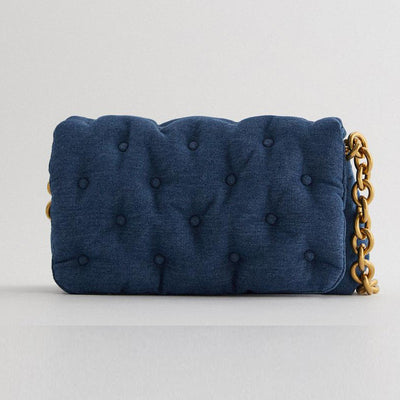 Bolso de Hombro Denim Acolchado Oversize Azul - Image 6
