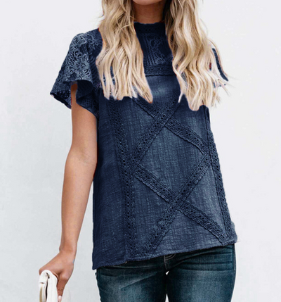 Blusa de Encaje de Manga Corta - Image 8